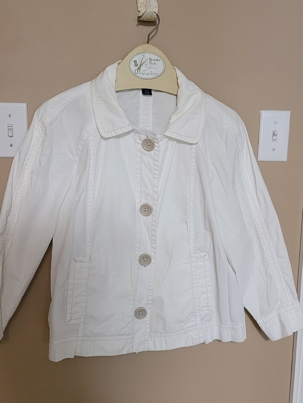 GAP White Cotton Button Front Jacket